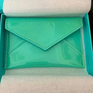 Tiffany & Co blue enamel leather card case with box